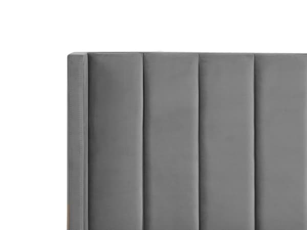 Parisänky harmaa sametti verhoiltu metallijalat 180 x 200 cm sälepohja tikattu pääty moderni tyyli