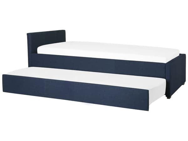 Dagbädd Blå Tyg Klädd Sängram 80 x 200 cm Enkelsäng Gästrum