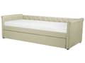 Pikkukuva 4 / 11: Sohvasänky beige 80 x 200 cm kangasverhoilu sälepohja ulosvedettävä lisävuode napitettu retro