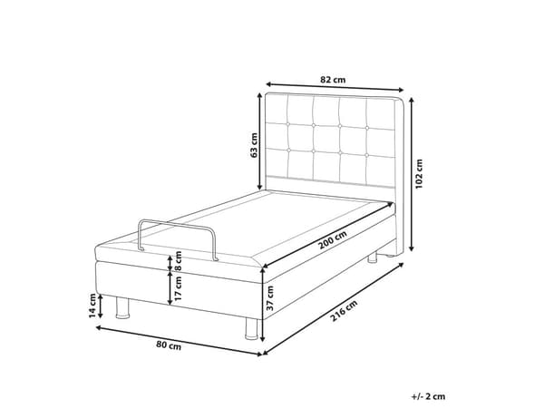 Sänky tummanharmaa kangas verhoiltu 80 x 200 cm sähkösäädettävä napitettu kaukosäädin skandinaavinen