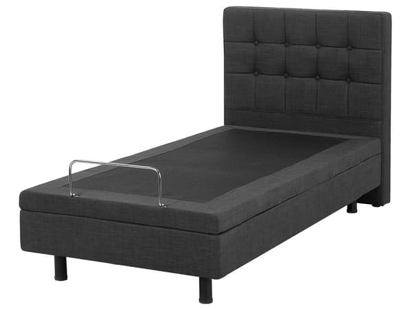 Sänky tummanharmaa kangas verhoiltu 80 x 200 cm sähkösäädettävä napitettu kaukosäädin skandinaavinen