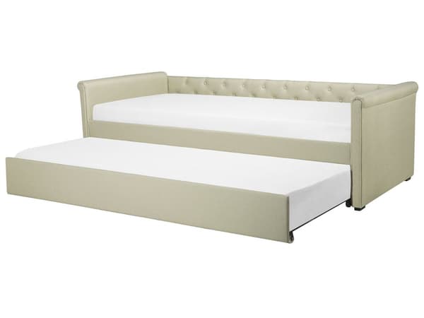 Dagbädd Beige 80 x 200 cm Enkelsäng Dekorativa Knappar