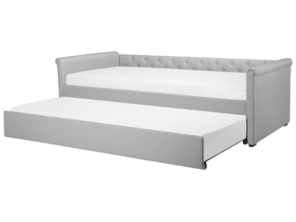 Dagbädd Ljusgrå 80 x 200 cm Enkelsäng Dekorativa Knappar