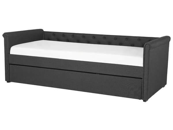 Dagbädd Mörkgrå 80 x 200 cm Enkelsäng Dekorativa Knappar