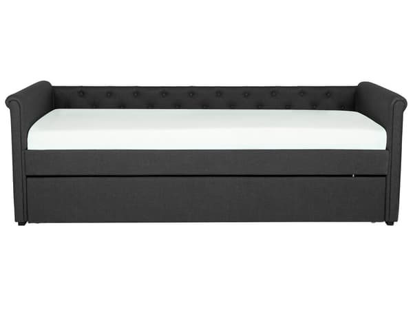 Dagbädd Mörkgrå 80 x 200 cm Enkelsäng Dekorativa Knappar