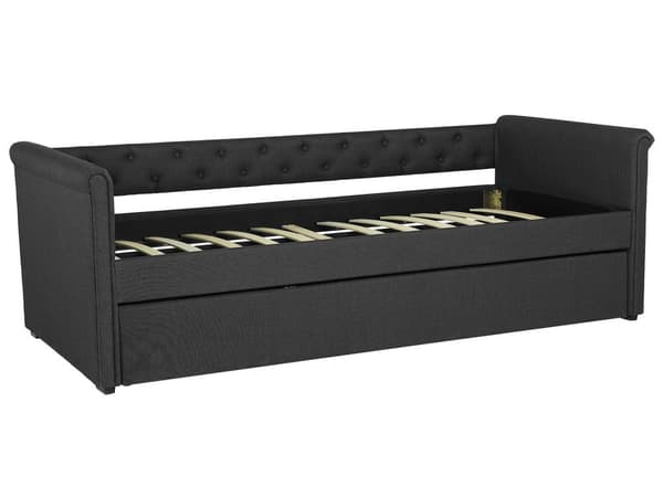 Dagbädd Mörkgrå 80 x 200 cm Enkelsäng Dekorativa Knappar