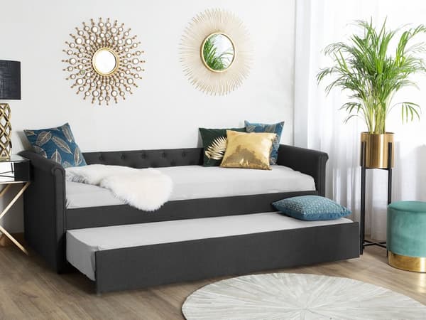 Dagbädd Mörkgrå 80 x 200 cm Enkelsäng Dekorativa Knappar
