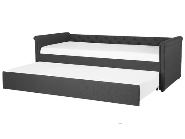 Dagbädd Mörkgrå 80 x 200 cm Enkelsäng Dekorativa Knappar