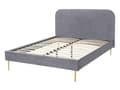 Miniatyrbillede 6 af 10: Grå Seng Betrukket med Velour 140 x 200 cm Minimalistisk Stil Gyldne Ben med Stel og Sengegavl