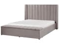 Miniatyrbillede 5 af 11: Grå Velour Seng med Stel 160 x 200 cm Høj Sengegavl med Kommode