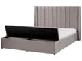 Miniatyrbillede 1 af 11: Grå Velour Seng med Stel 160 x 200 cm Høj Sengegavl med Kommode