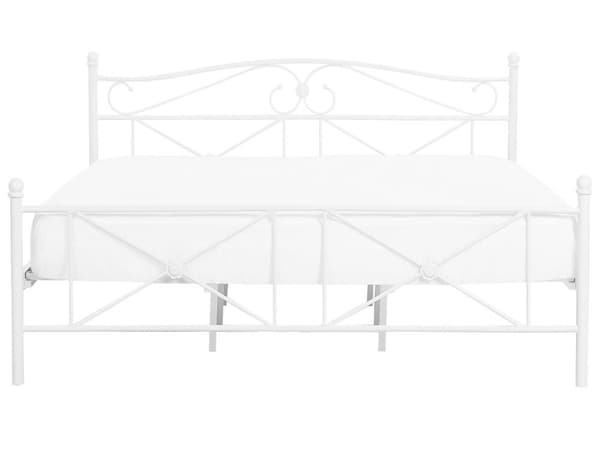 Seng Hvid Metal 140 x 200 cm Minimalistisk Trekvart Metalseng Retro Design Halvanden Mands Kvalitetsseng til Soveværelse Sengeramme