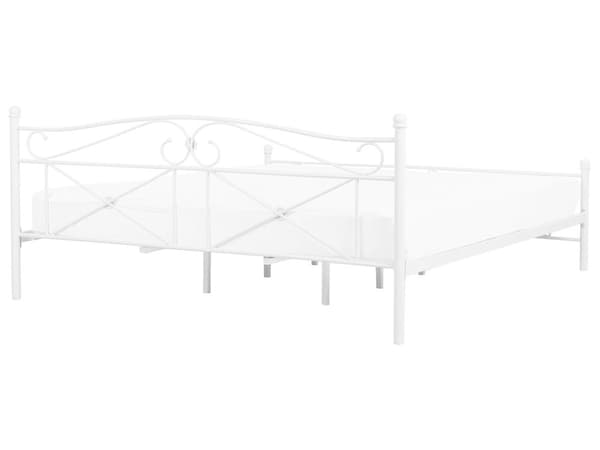 Seng Hvid Metal 140 x 200 cm Minimalistisk Trekvart Metalseng Retro Design Halvanden Mands Kvalitetsseng til Soveværelse Sengeramme