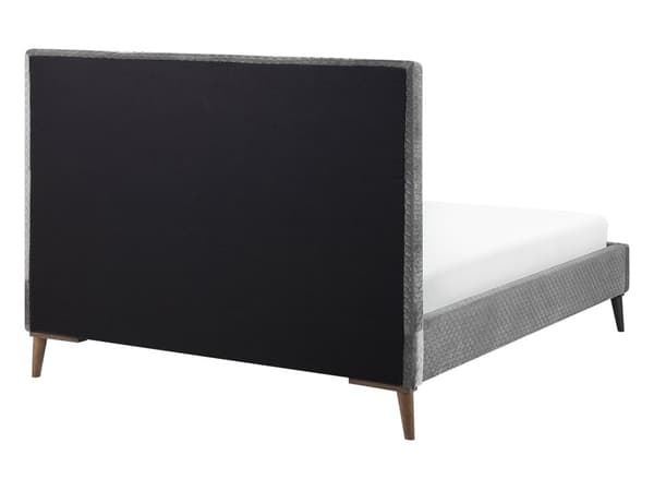 Grå Velourseng med Ramme 140 x 200 cm med Sengegavl i Retro Stil