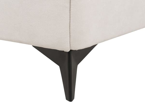 Seng med stel, beige betrukket med chenille stof 180 x 200 cm med sengegavl