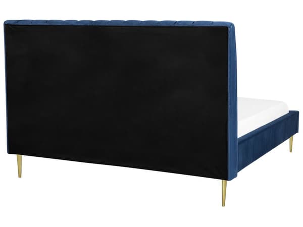 Blå Seng med Stel Betrukket med Velour 180 x 200 cm Højt Hoved Retro Design
