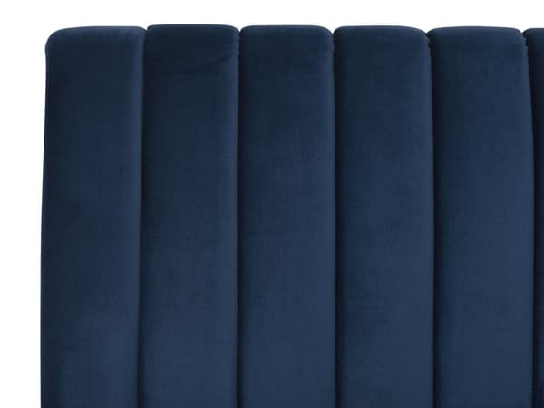 Blå Seng med Stel Betrukket med Velour 180 x 200 cm Højt Hoved Retro Design