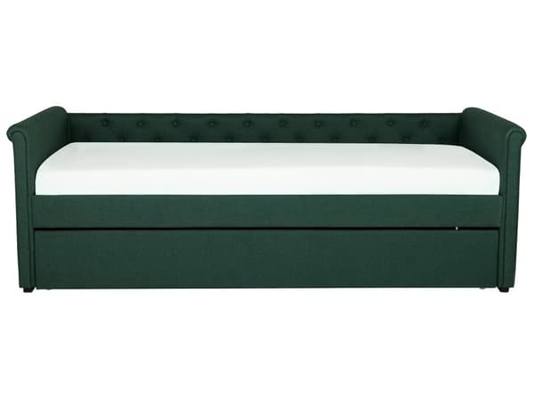 Enkeltseng Mørkegrøn Polyester 80 x 200 cm Junior Sofa Seng med Udtræk til Dobbeltseng Quiltet Ryglæn til Børneværelse Multifunktionel Design