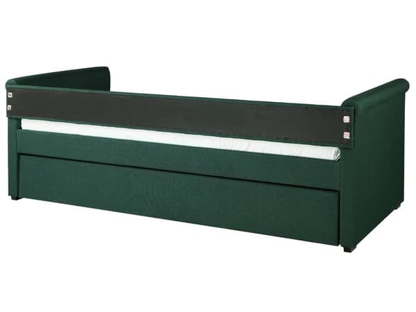Enkeltseng Mørkegrøn Polyester 80 x 200 cm Junior Sofa Seng med Udtræk til Dobbeltseng Quiltet Ryglæn til Børneværelse Multifunktionel Design