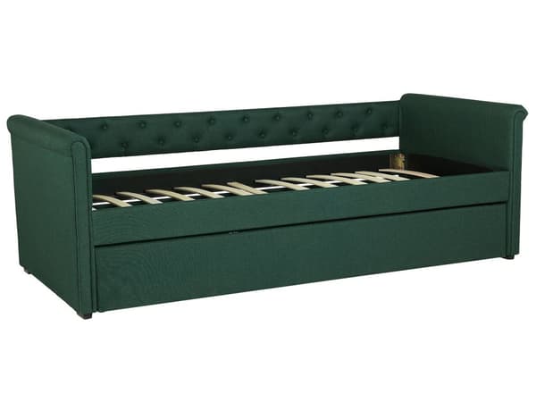 Enkeltseng Mørkegrøn Polyester 80 x 200 cm Junior Sofa Seng med Udtræk til Dobbeltseng Quiltet Ryglæn til Børneværelse Multifunktionel Design