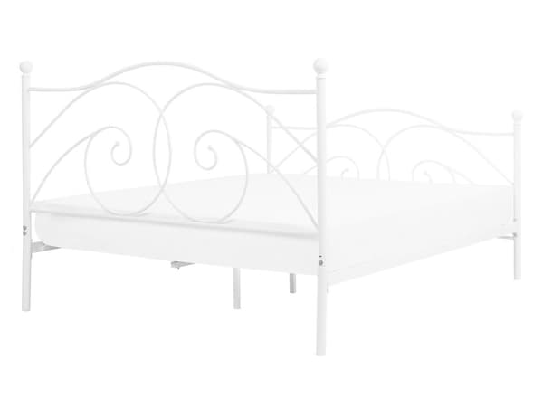 Dobbeltseng Hvid Stel 140 x 200 cm Dekorativ 1 5 mands Metalseng Lamelbund Fransk Design Skandinavisk Minimalistisk Pigeværelse Indretning