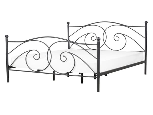 Dobbeltseng Sort Stel 140 x 200 cm Dekorativ 1 5 mands Metalseng Lamelbund Fransk Design Skandinavisk Minimalistisk Pigeværelse Indretning