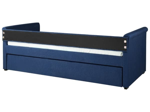 Enkeltseng Blå Polyester 80 x 200 cm Junior Sofa Seng med Udtræk til Dobbeltseng Quiltet Ryglæn til Børneværelse Multifunktionel Design
