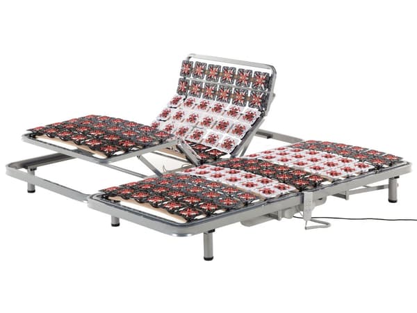 Set av 2 180 x 200 cm Sängramar med Spjälar Elektriskt Justerbar Trä Stål