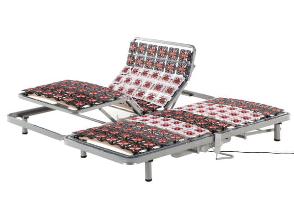 Set av 2 180 x 200 cm Sängramar med Spjälar Elektriskt Justerbar Trä Stål