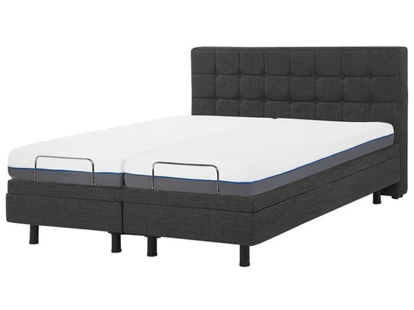 Dubbelsäng Elektrisk Mörkgrå 160 x 200 cm Fjärrkontroll Ställbar Linnetyg