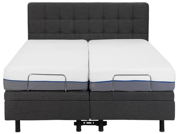 Dubbelsäng Elektrisk Mörkgrå 160 x 200 cm Fjärrkontroll Ställbar Linnetyg