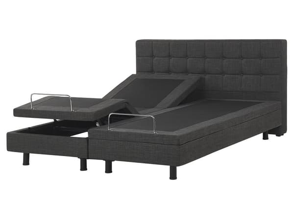 Dubbelsäng Elektrisk Mörkgrå 160 x 200 cm Fjärrkontroll Ställbar Linnetyg