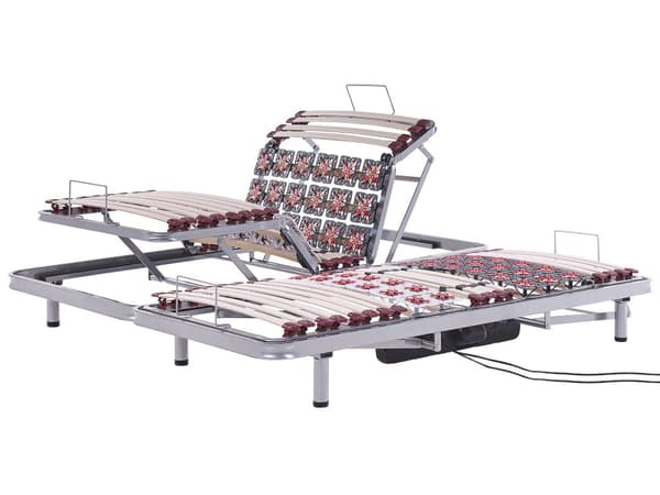 Set av 2 Sängramar 180 x 200 cm Elektriskt Justerbara Stabila Träspjälar Metallram