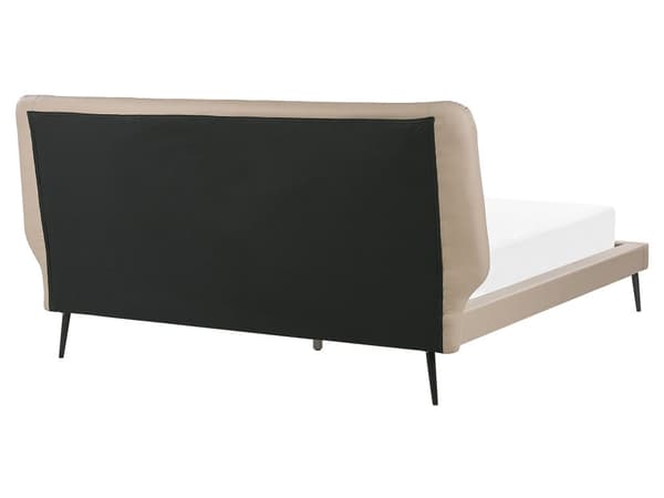 Sänky beige keinonahka verhoilu 160 x 200 cm napitettu sängynpääty moderni tyyli