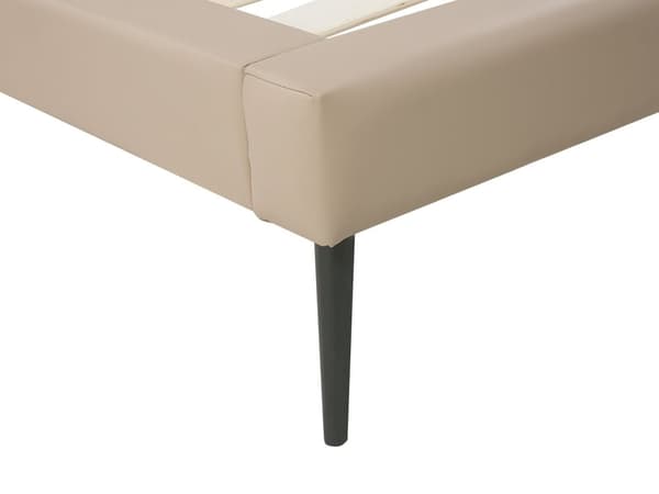 Sänky beige keinonahka verhoilu 180 x 200 cm napitettu sängynpääty moderni tyyli