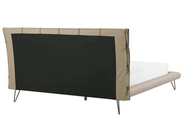 Sänky hiekanruskea keinonahka verhoilu 180 x 200 cm sängynpääty moderni tyyli
