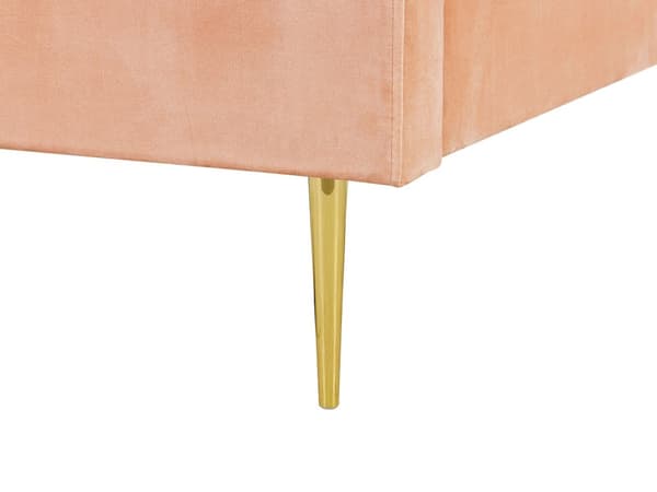 Parisänky persikanpunainen sametti verhoiltu metallijalat 180 x 200 cm sälepohja tikattu pääty moderni tyyli