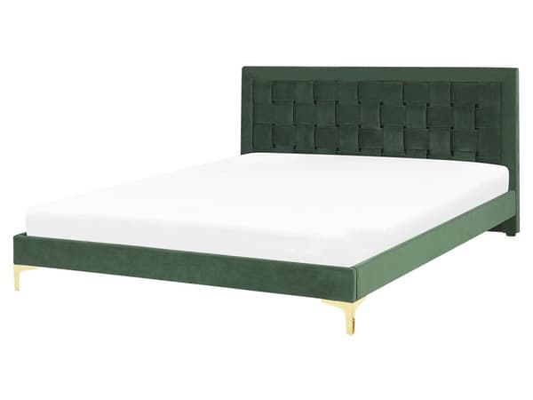 Parisänky tummanvihreä sametti verhoiltu 160 x 200 cm sälepohja punottu sängynpääty moderni glamour tyyli