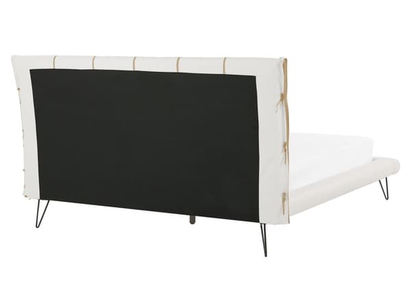 Dubbelsäng 160 x 200 cm Vit Konstläder Metallben Klädd Ram Huvudgavel
