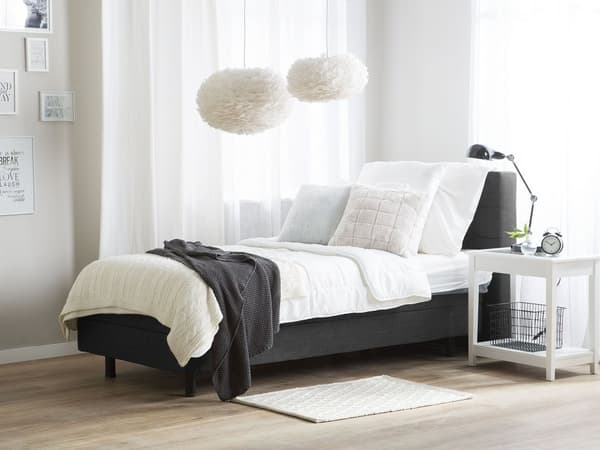 Elevationsseng Mørkegrå Polyester 80 x 200 cm Elektrisk Enkeltmandsseng Justerbar Seng med Fjernbetjening Sengeramme med Gavl