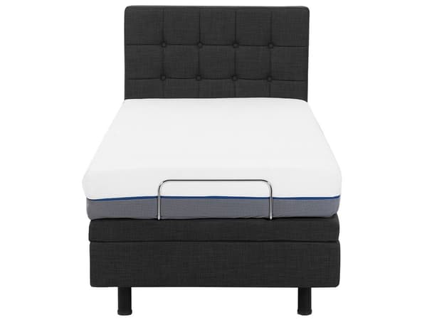 Elevationsseng Mørkegrå Polyester 80 x 200 cm Elektrisk Enkeltmandsseng Justerbar Seng med Fjernbetjening Sengeramme med Gavl
