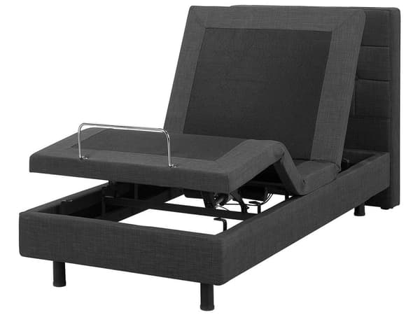 Elevationsseng Mørkegrå Polyester 80 x 200 cm Elektrisk Enkeltmandsseng Justerbar Seng med Fjernbetjening Sengeramme med Gavl