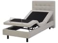 Miniatyrbillede 1 af 11: Elevationsseng Beige Polstret 80 x 200 cm Bedste Enkelt Børneseng med Madras Elevation Elektrisk Justerbar Quiltet Sengegavl Soveværelse
