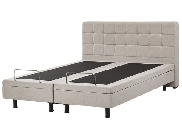 Elevationsseng Beige Polstret 160 x 200 cm Bedste Dobbeltseng med Madras Elevation Elektrisk Justerbar Quiltet Tuftet Sengegavl Soveværelse