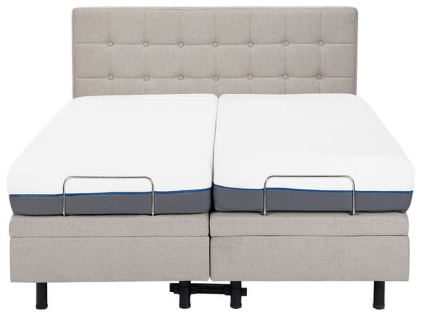 Elevationsseng Beige Polstret 160 x 200 cm Bedste Dobbeltseng med Madras Elevation Elektrisk Justerbar Quiltet Tuftet Sengegavl Soveværelse