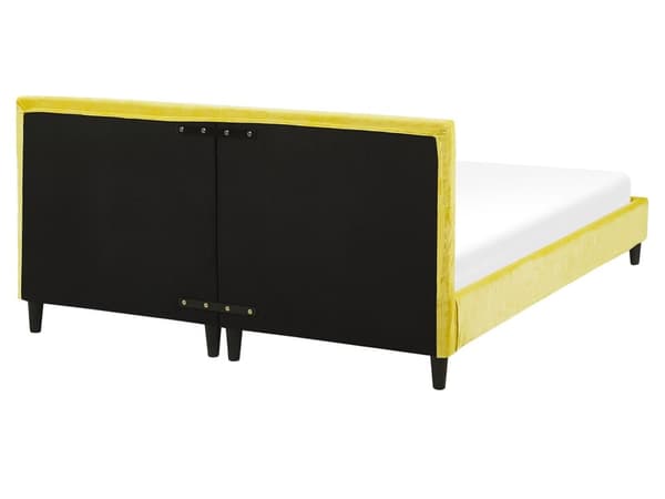 Velourseng Gul 160 x 200 cm med Ramme og Sengegavl