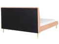 Miniatyrbillede 6 af 10: Seng med Stel Fersken Betrukket med Velour Gyldne Ben 180 x 200 cm Højt Hoved Retro Design