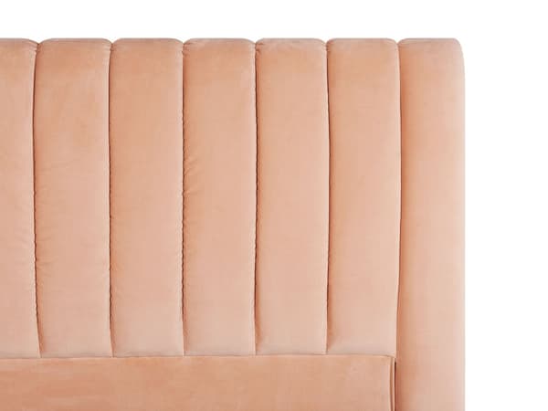 Seng med Stel Fersken Betrukket med Velour Gyldne Ben 160 x 200 cm Højt Hoved Retro Design