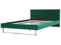 Miniatyrbillede 4 af 10: Grøn Velour seng 180 x 200 cm Polstret Sølvben Nakkestøtte Ryglæn Glamourøs Moderne Stil