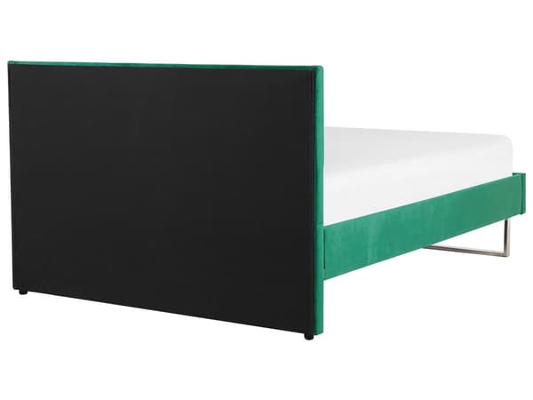 Grøn Velour seng 180 x 200 cm Polstret Sølvben Nakkestøtte Ryglæn Glamourøs Moderne Stil